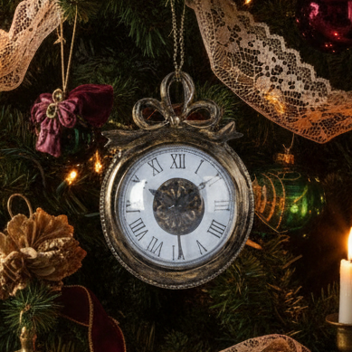 Vintage Clock Christmas Tree Decoration