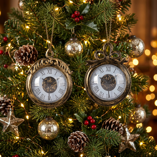 Vintage Clock Set Christmas Tree Decorations
