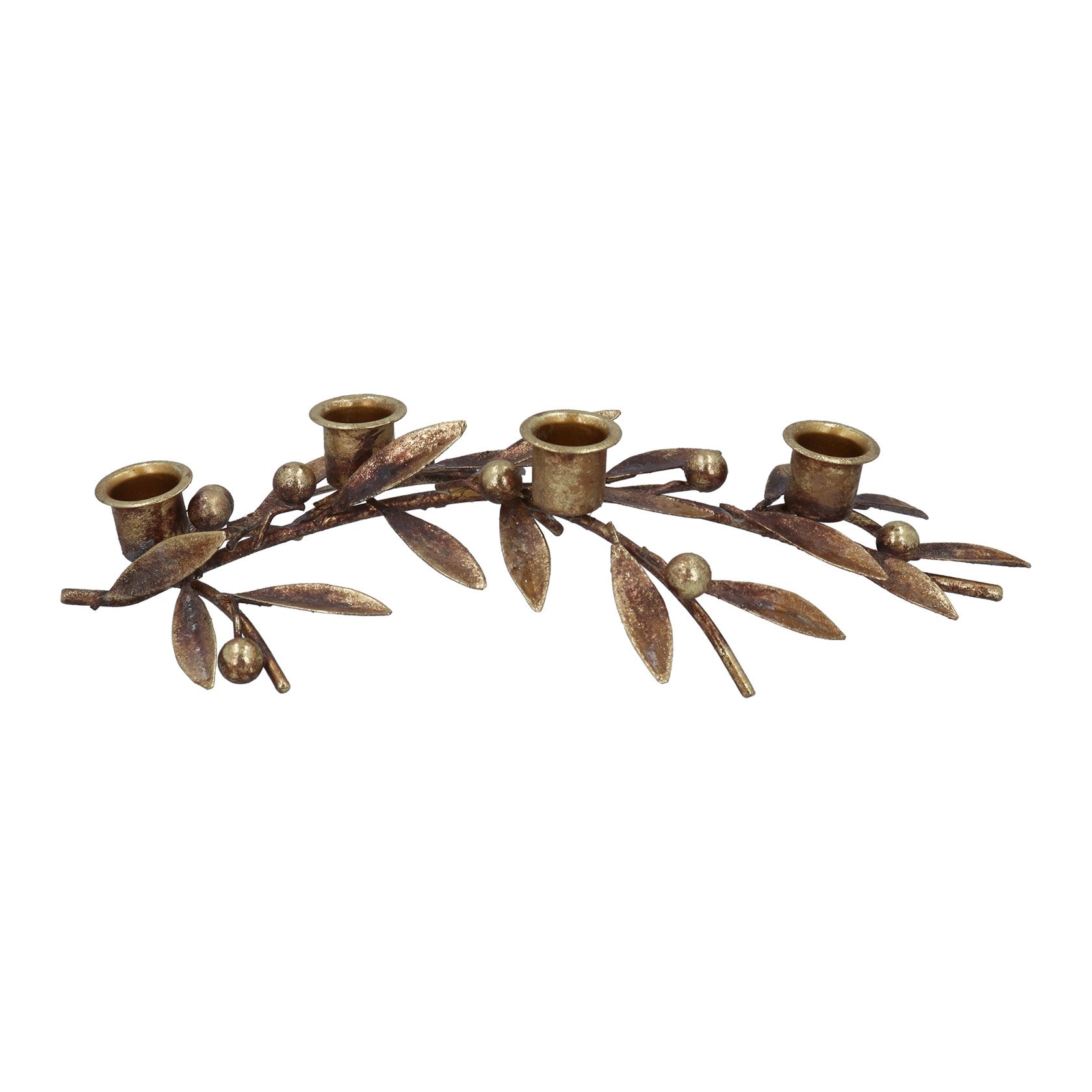 Antique Gold Sprig & Berries Christmas Candelabra