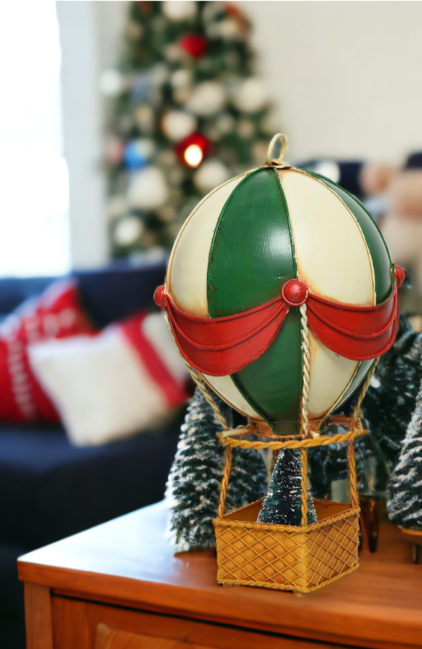 Antique Finish Green Hot Air Balloon Ornament