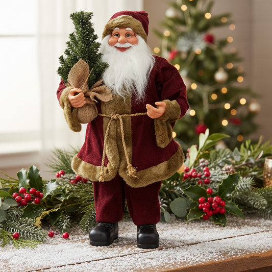 Standing Santa with Christmas Tree 45cm