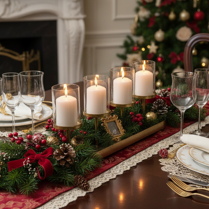 Antique Gold Vintage Style Christmas Candle Holder