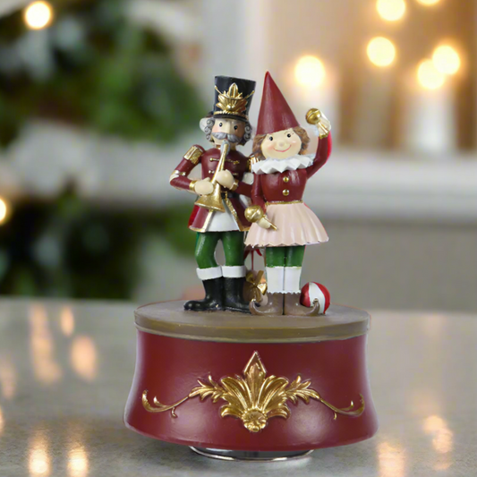 Nutcracker and Jester Christmas Music Box