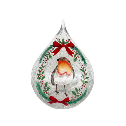 Christmas Glass LED Teardrop Crackle Ball Ornament