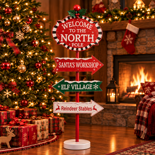 Welcome to the North Pole Metal Christmas Sign