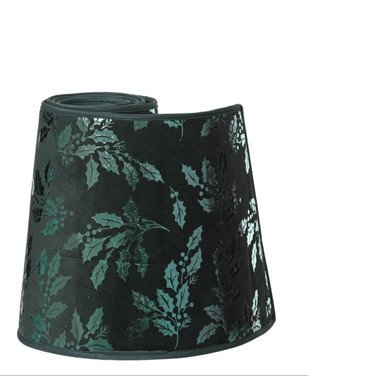 Dark Green Holly Design Christmas Tree Skirt 56cm