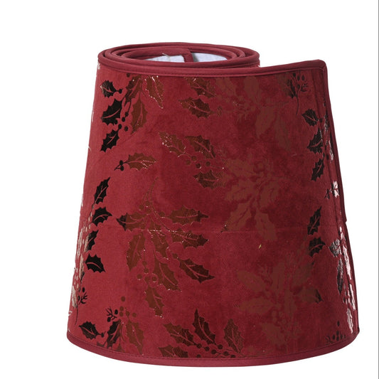 Burgundy Holly Design Christmas Tree Skirt 56cm