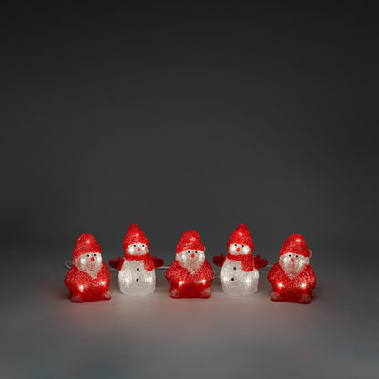 Konstsmide Acrylic 5 Piece Snowman and Santa Christmas Lights Set