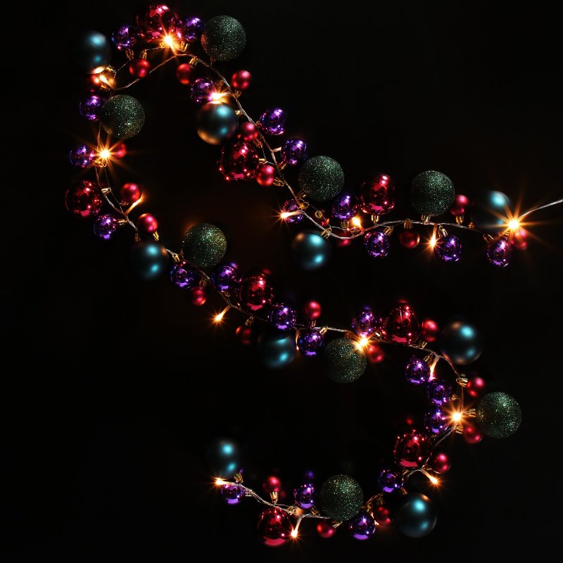 Christmas LED Multi Colour Bauble Cluster Garland