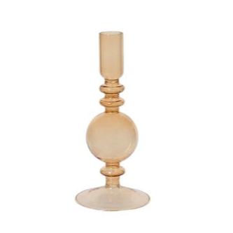 Amber Transparent Glass Christmas Candle Holder 19cm