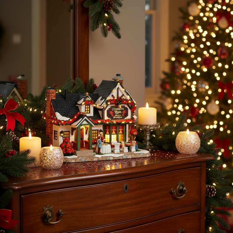 Lemax Poinsettia Lane Bed & Breakfast