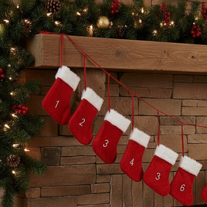 24 Stockings Advent Calendar Christmas Garland