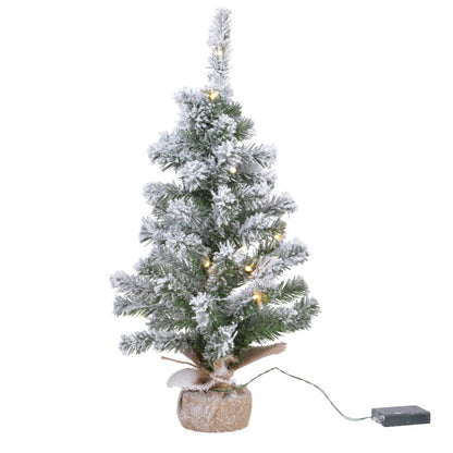 Snowy Imperial Pre-Lit Mini Christmas Tree in Hessian Bag 45cm