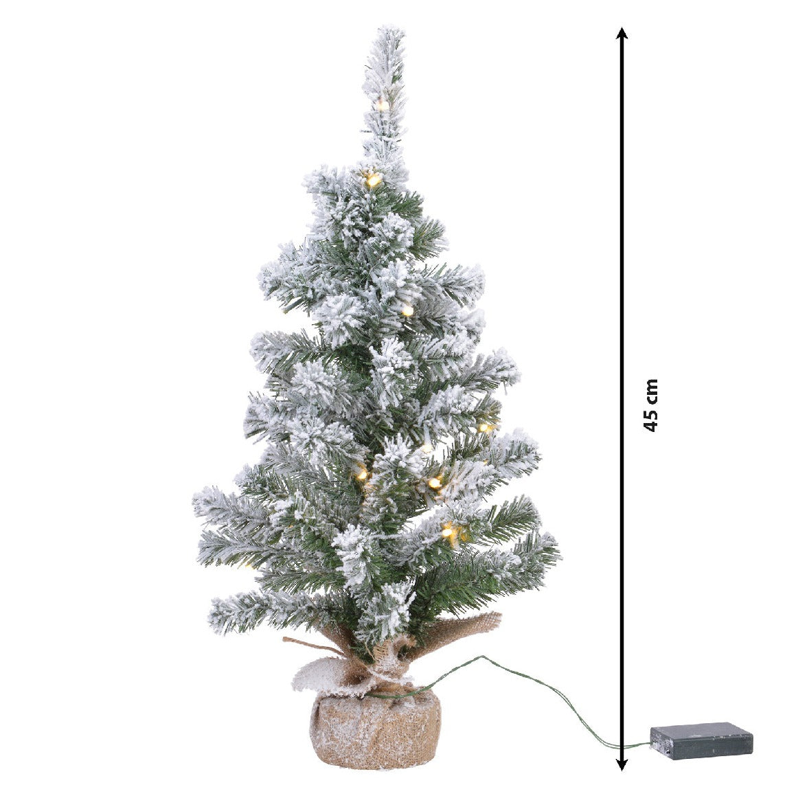 Snowy Imperial Pre-Lit Mini Christmas Tree in Hessian Bag 45cm