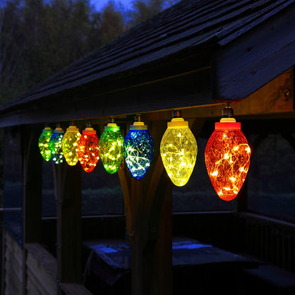 Set of 8 Faceted Hanging Christmas Cone Lights