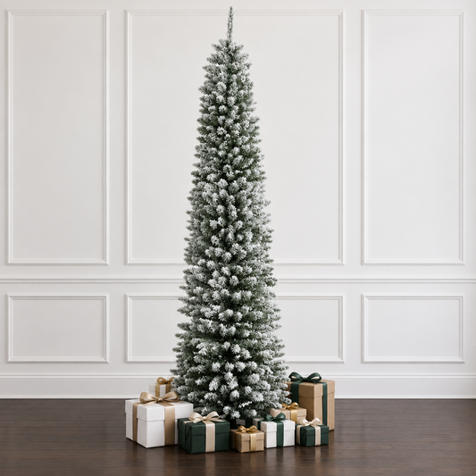 Everlands Snowy Pencil Pine 210cm/7ft Christmas Tree