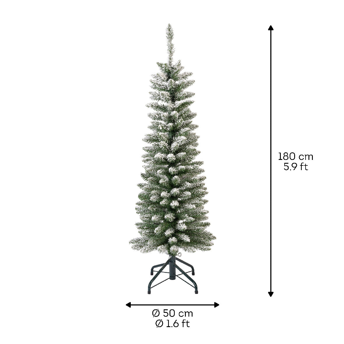 Everlands Snowy Pencil Pine 180cm/6ft Christmas Tree
