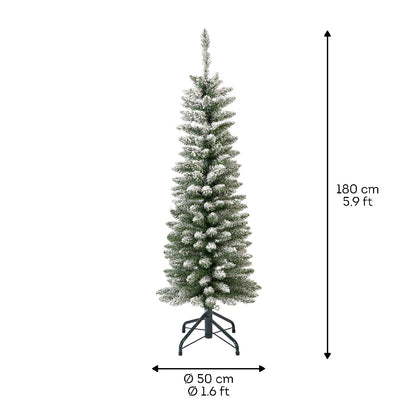 Everlands Snowy Pencil Pine 180cm/6ft Christmas Tree
