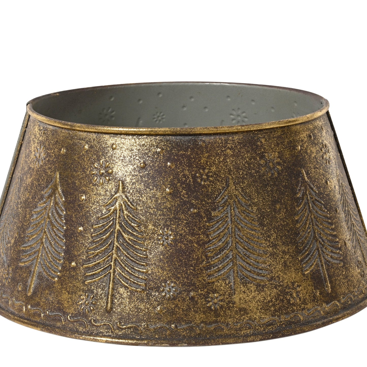 Tree Design Bronze Antique Metal Christmas Tree Skirt Collapsible 57cm