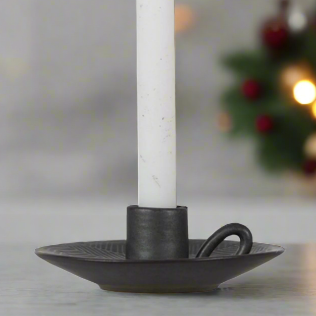 Grey Porcelain Winkie Christmas Candle Holder