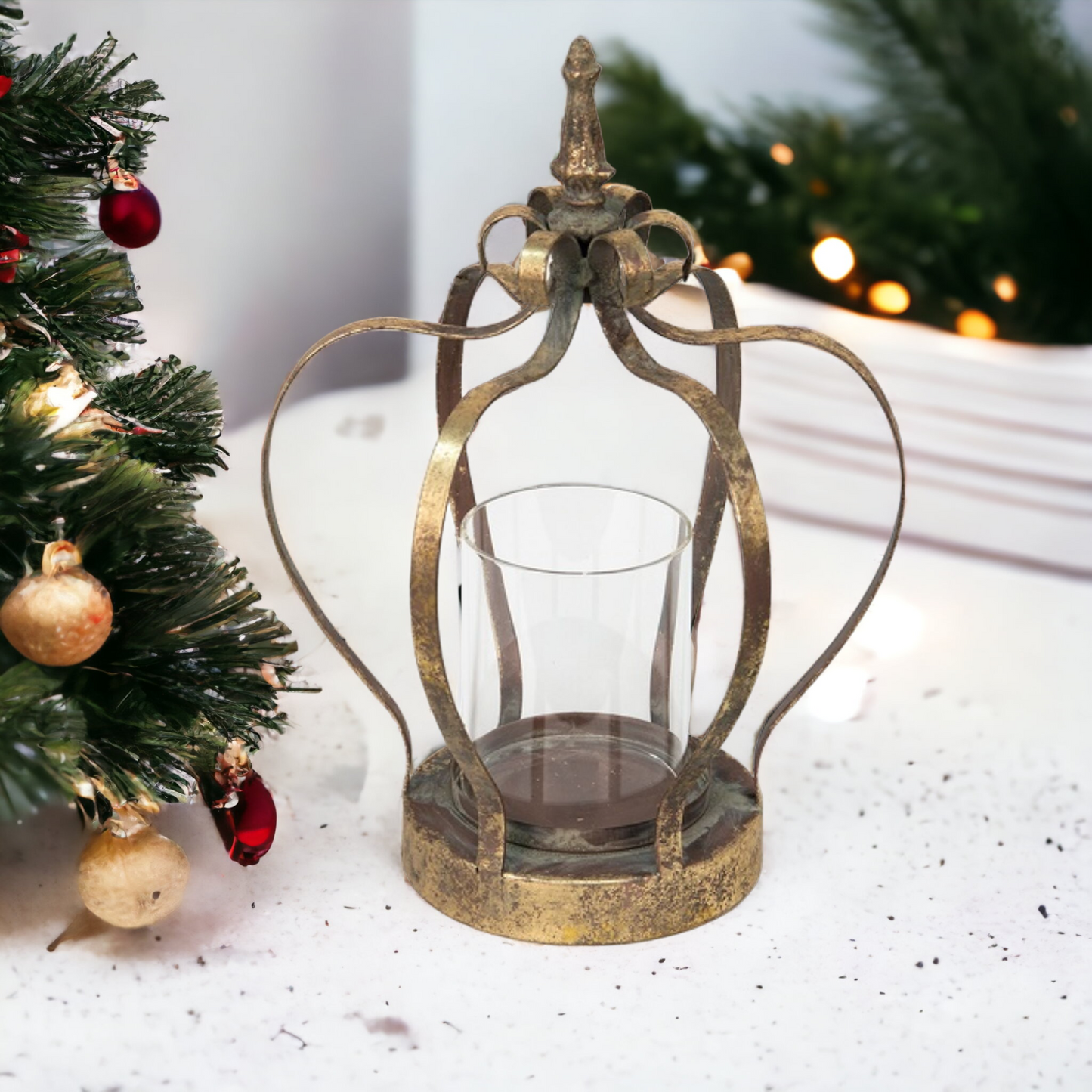 Gold Crown Christmas Tealight Holder