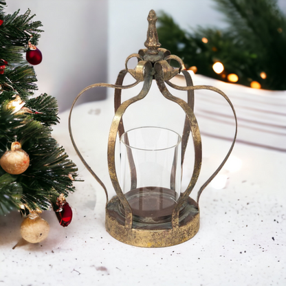 Gold Crown Christmas Tealight Holder