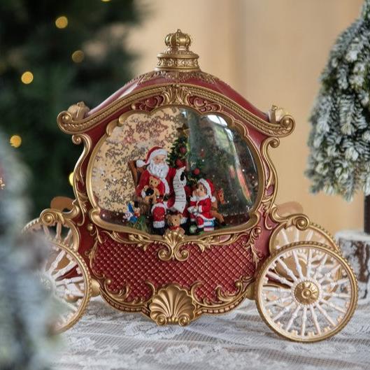 Santa Scene Christmas Carriage Water Lantern Decoration