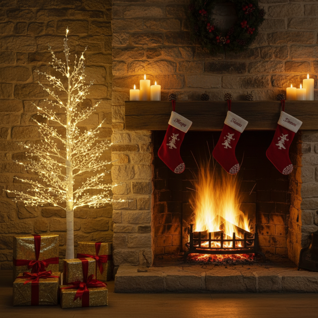 1.2M White Mini Berry Christmas Twig Tree with Warm White Lights
