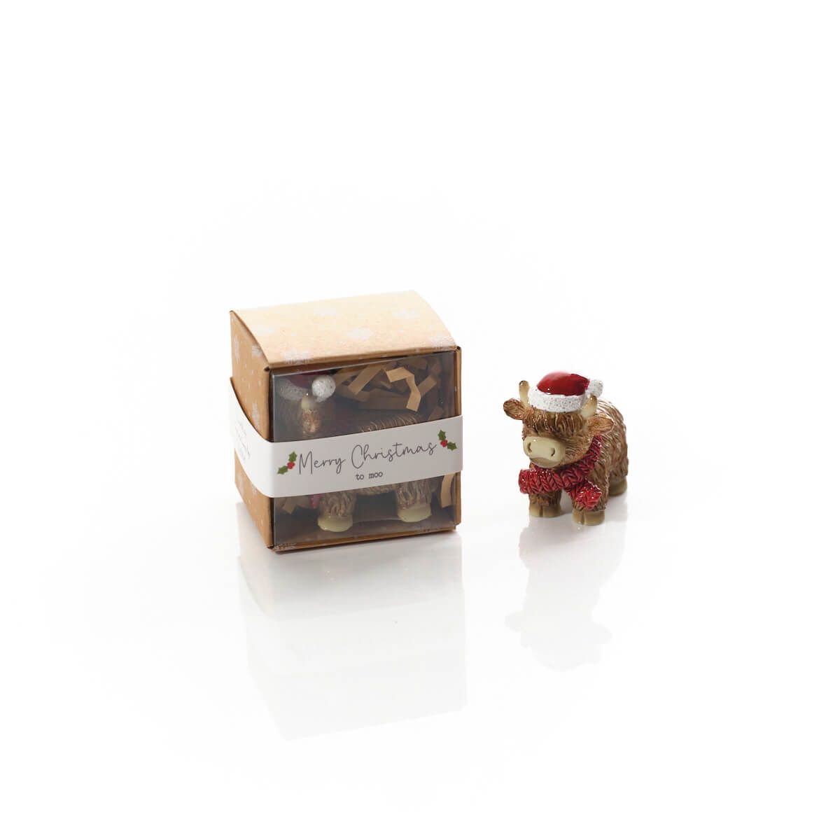 Christmas Tiny World Resin Highland Cow Keepsake Ornament