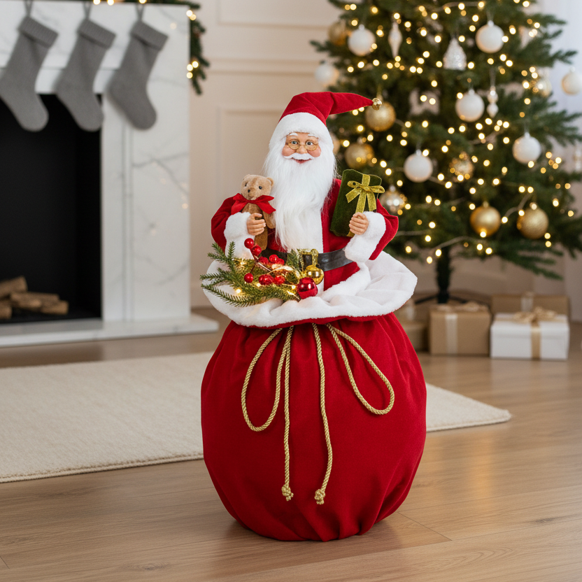 65cm Battery Operated Musical Santa in Gift Bag