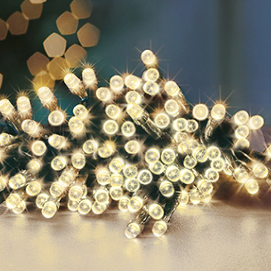 Premier TimeLights 200 Warm White LED Battery Operated Christmas String Lights