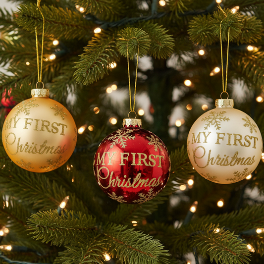 My First Christmas 8cm Glass Bauble