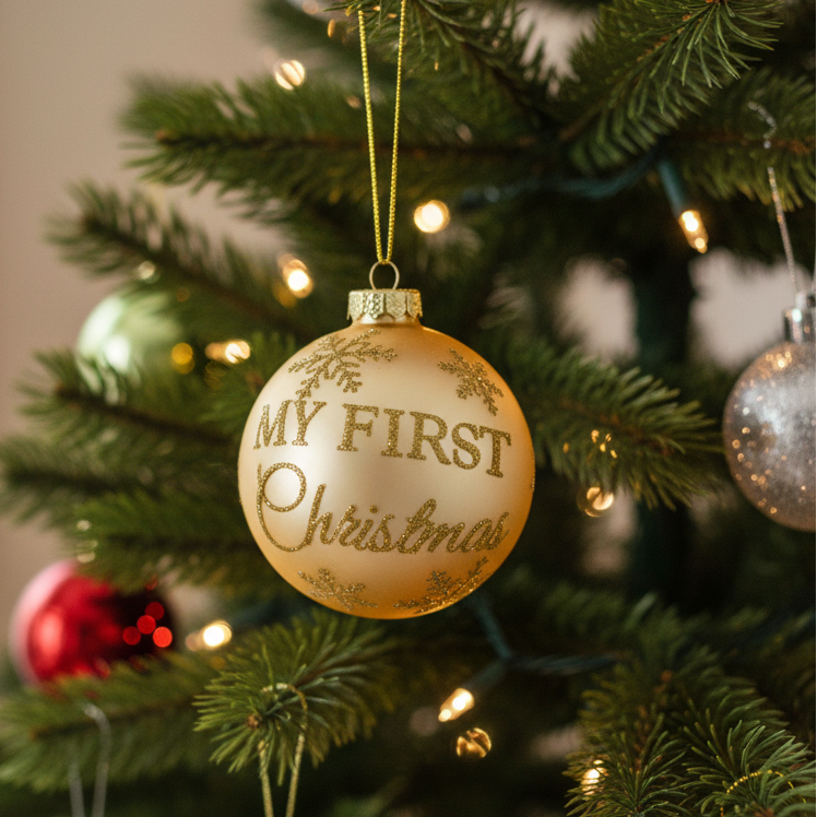 My First Christmas 8cm Glass Bauble