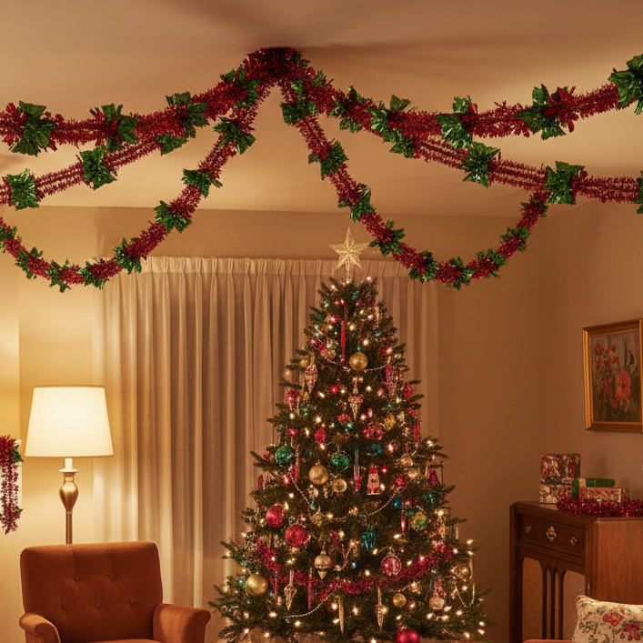 Red and Green Retro Foil Christmas Garland