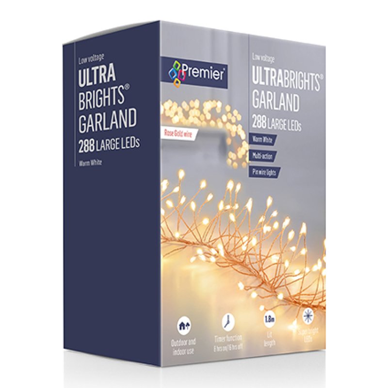 Premier Rose Gold Ultrabrights 288 Warm White LED Lights