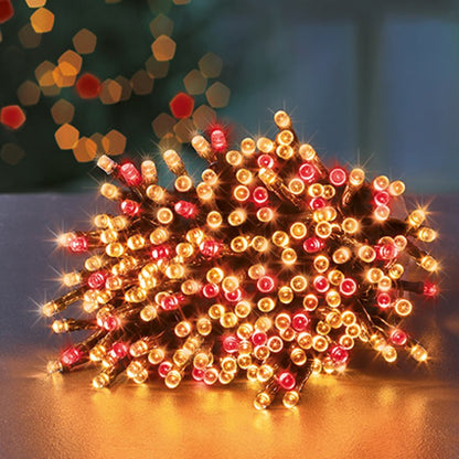 Premier TreeBrights 750 Red and Vintage Gold Clear Cable Christmas String Lights