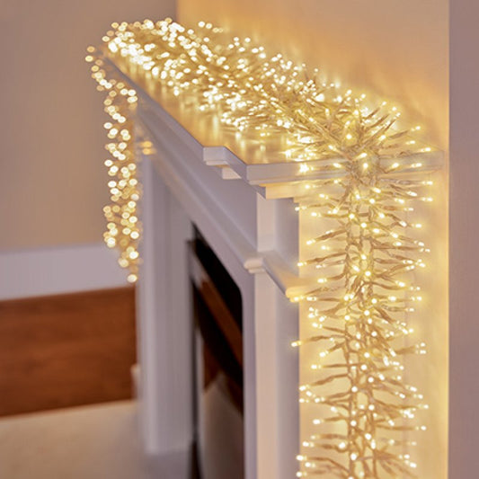 Premier 960 LED Cluster Brights Christmas Lights Warm White Clear Cable