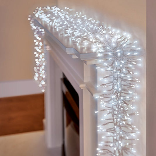 Premier 960 LED Cluster Brights Christmas Lights White Clear Cable