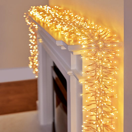 Premier 960 LED Cluster Brights Christmas Lights Vintage Gold Clear Cable