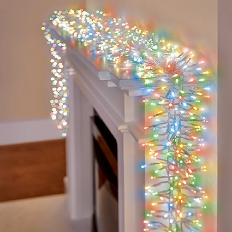 Premier 960 LED Cluster Brights Christmas Lights Multi Colour Clear Cable