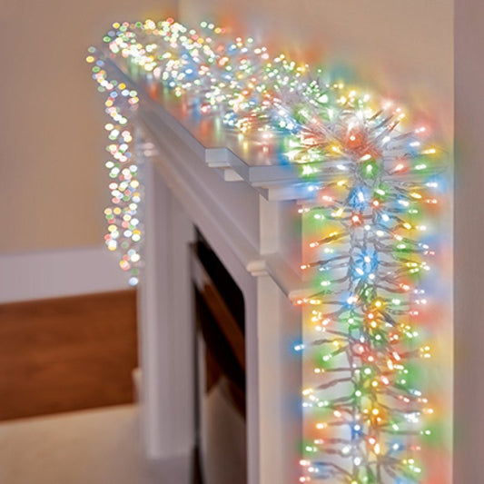 Premier 960 LED Cluster Brights Christmas Lights Multi Colour Clear Cable