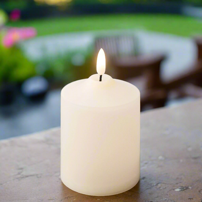 Outdoor LED Cream Church Candle 12.5cm x 7.5cm