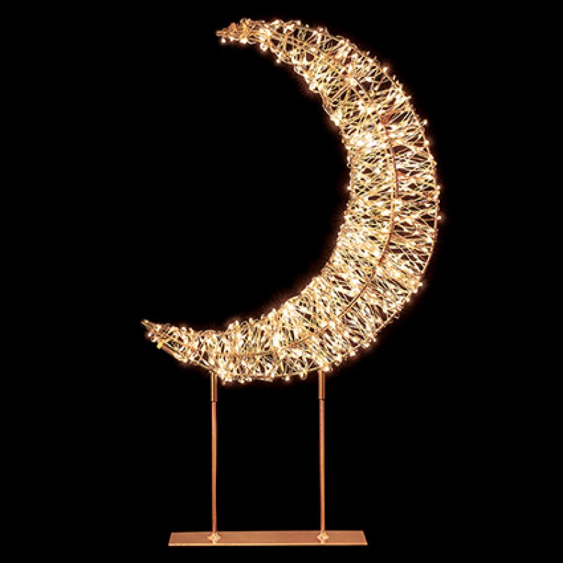 Rose Gold Crescent Moon Twinkling LED Table Top Christmas Decoration