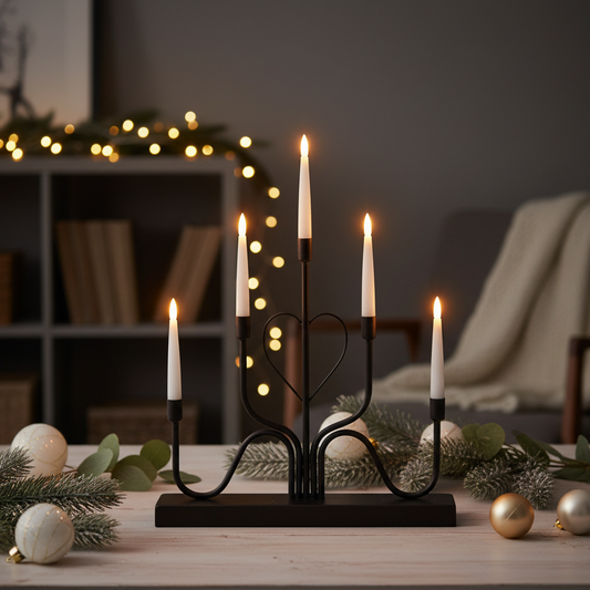 Black Metal Modern Heart Design Candle Bridge