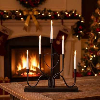Black Metal Modern Heart Design Candle Bridge