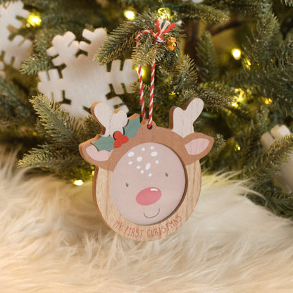 My First Christmas Wooden Rudolph Photo Frame Hanging Decoration