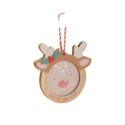 My First Christmas Wooden Rudolph Photo Frame Hanging Decoration