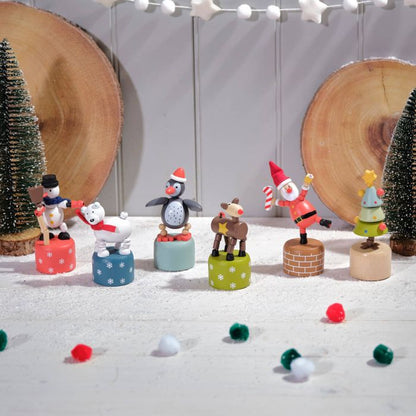 Christmas Wooden Pushing Puppet Toy assorted