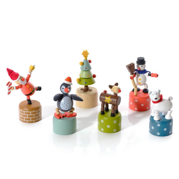 Christmas Wooden Pushing Puppet Toy assorted