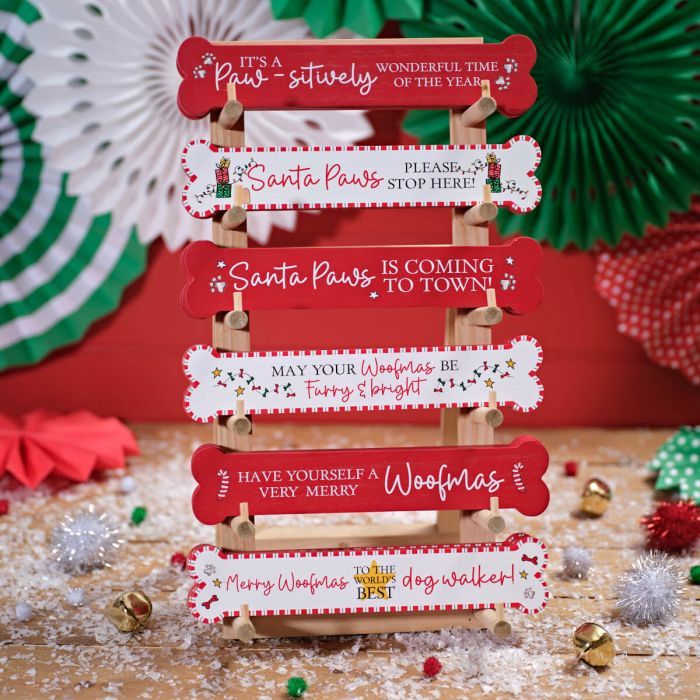 Bone Shaped Dog Christmas Signs Assorted